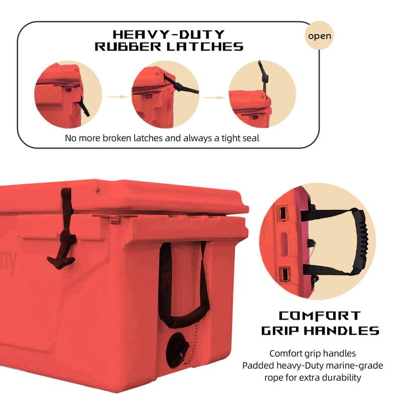 Camping Cooler Beach Cooler Portable Cooler Beverage Cooler with Rope Handles Non-Slip Rubber Pads Bottle Opener and Wheels