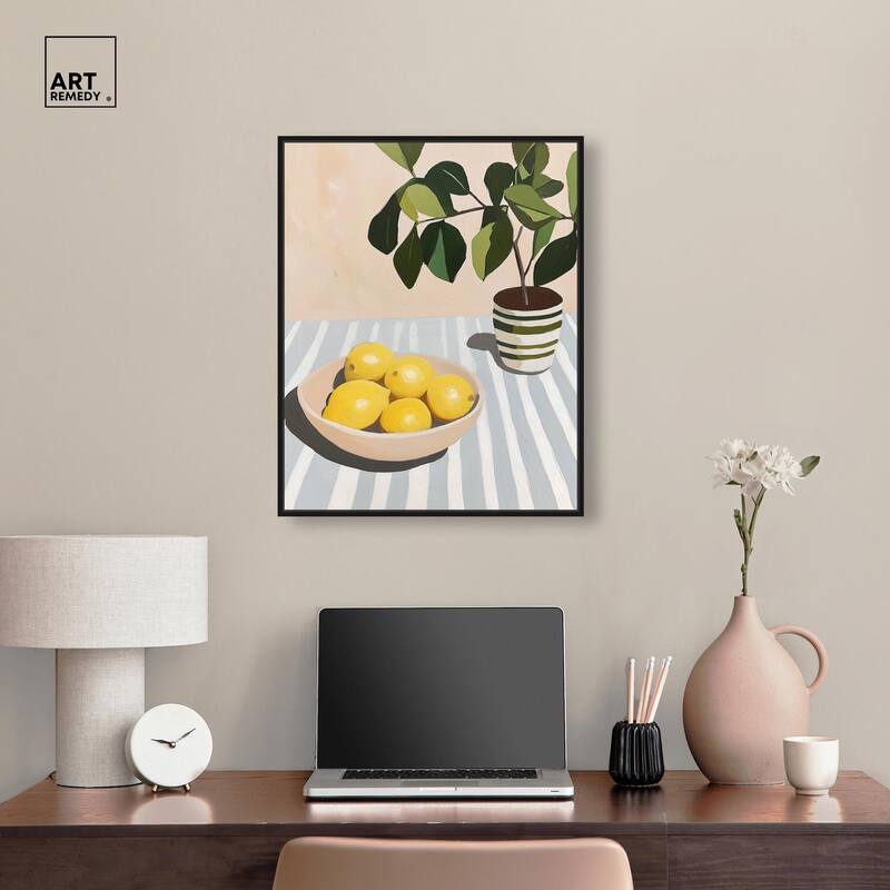 Lemon with Green Canvas by Art Remedy
