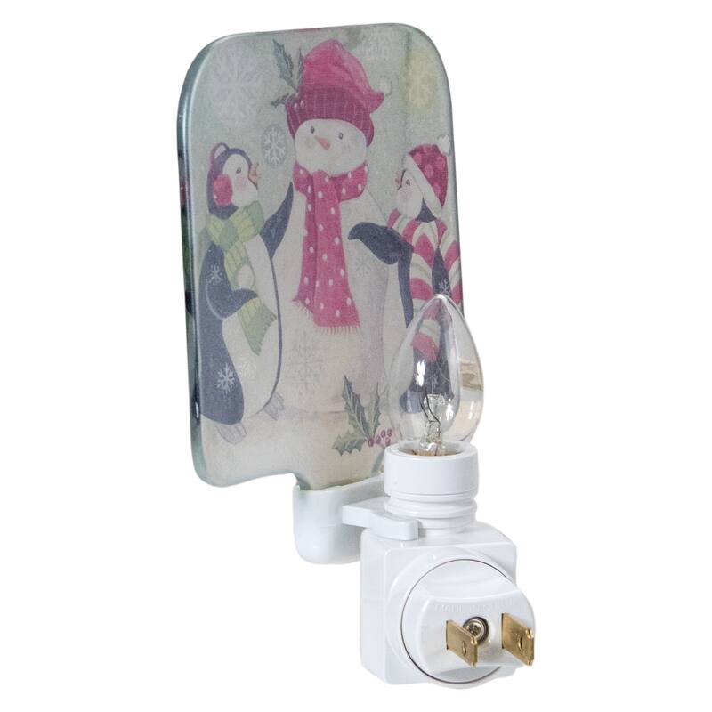 4" Snowman and Penguins Glass Christmas Night Light