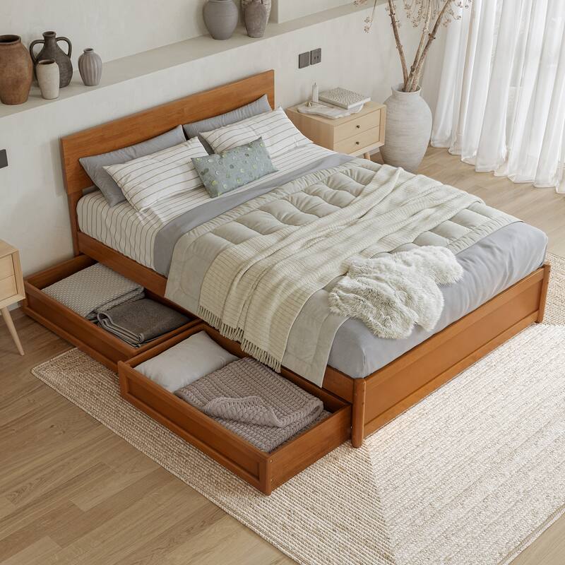 Wesley Platform Bed with Panel Footboard and Storage Drawers