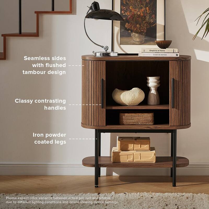 mopio Quin Storage Cabinet, Tambour Fluted Entryway Accent Sofa Tables