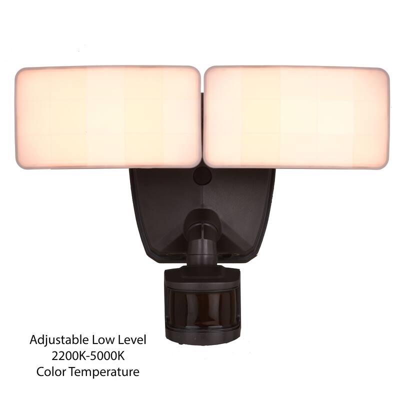 Zeta 2 Light LED Outdoor Motion Sensor Adjustable Security Flood Light Bronze - 11.5-in W x 8-in H x 6.5-in D