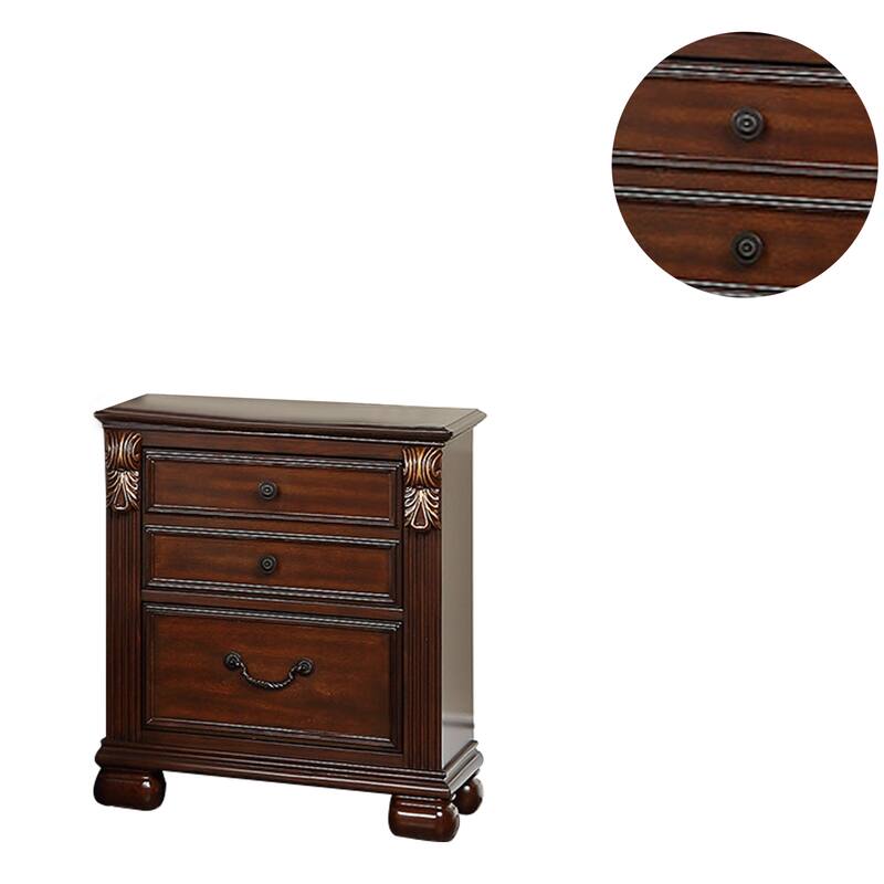 2-Drawer Wood Nightstand in Cherry Finish