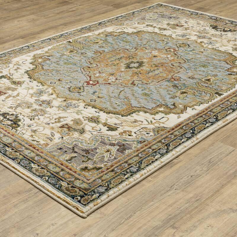 Style Haven Adalynn Center Medallion Ivory/ Blue Area Rug