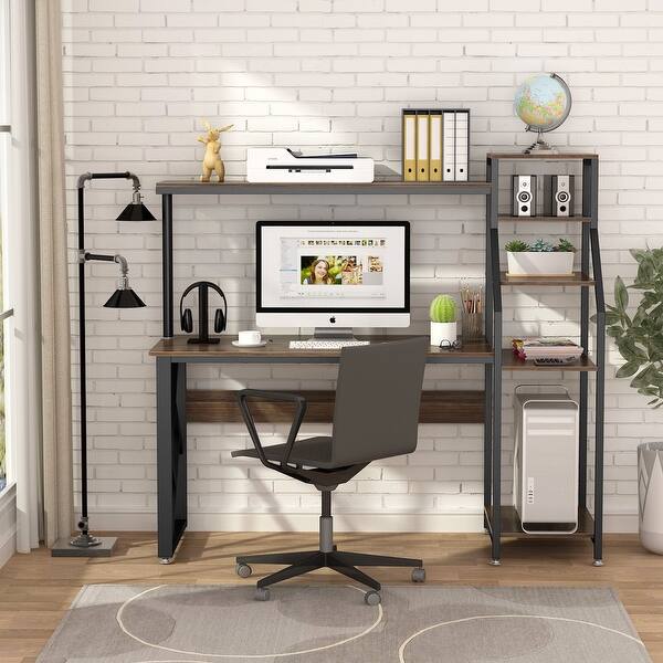 Shop Computer Desk With 4 Tier Storage Shelves Study Desk