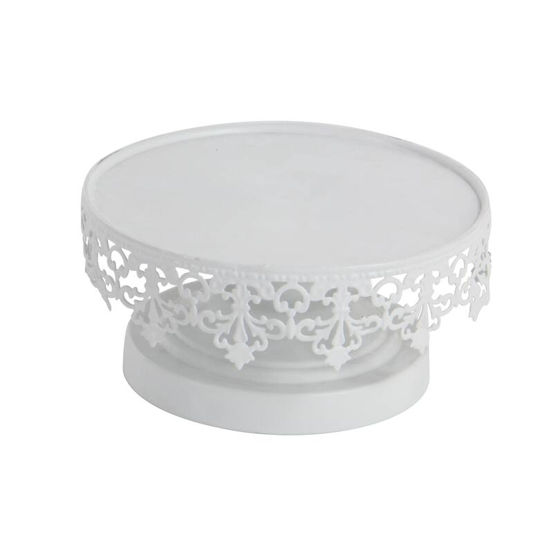 Metal Cake Stand with Pedestal Base - Set of 3 White - Roche River Decor - 13"W x 13"L x 4"H