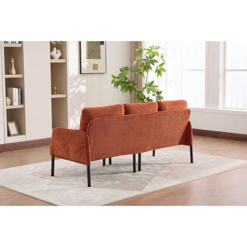 Oversized Loveseat, Modern & Plush Double-seater Sofa, Corduroy Upholstered Couch - Orange