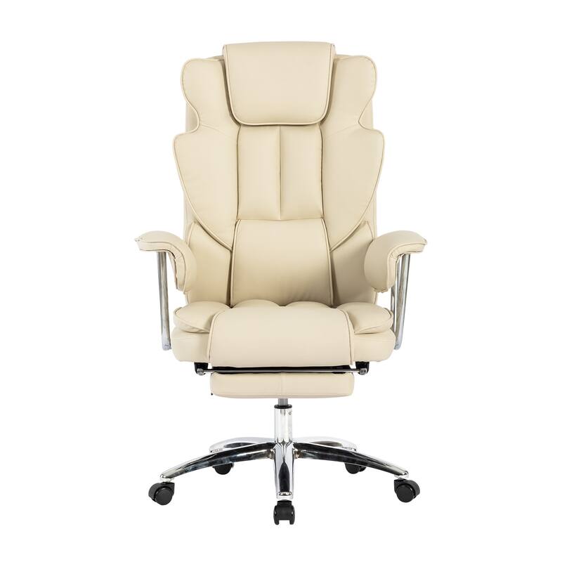 Big and Tall Executive Office Chair with Footrest - 500lbs Capacity, Ergonomic High Back, Leather Recliner with Lumbar Support