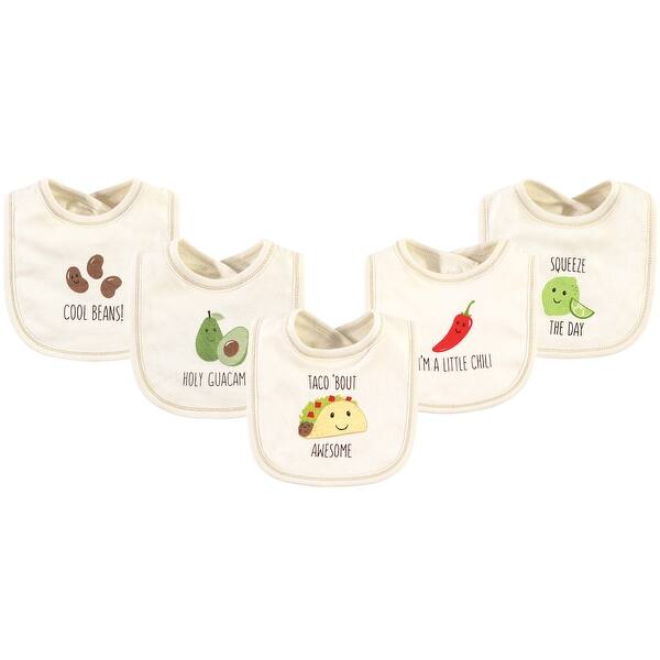 slide 1 of 1, Touched by Nature Baby Organic Cotton Bibs 5pk, Taco, One Size - Taco - One Size One Size - Taco