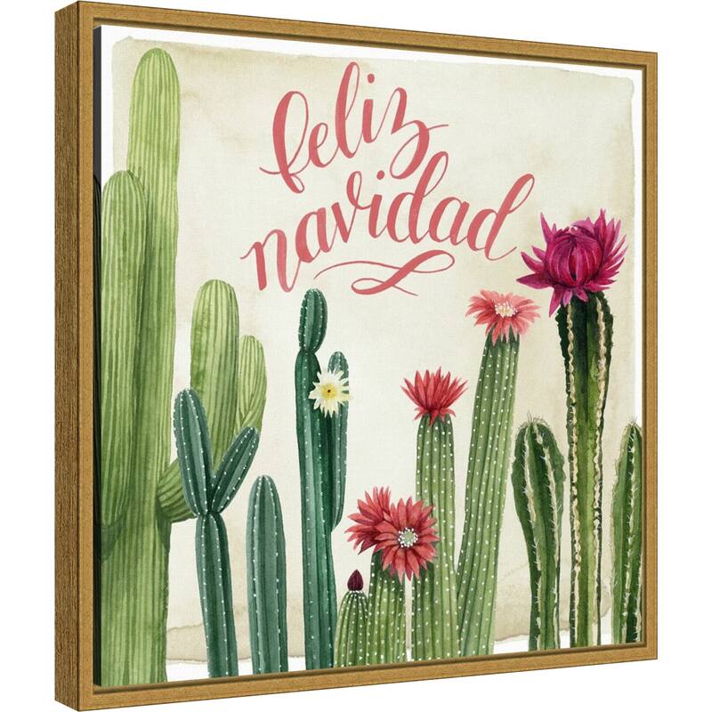 Christmas Cactus I Feliz Navidad by Grace Popp Framed Canvas Art