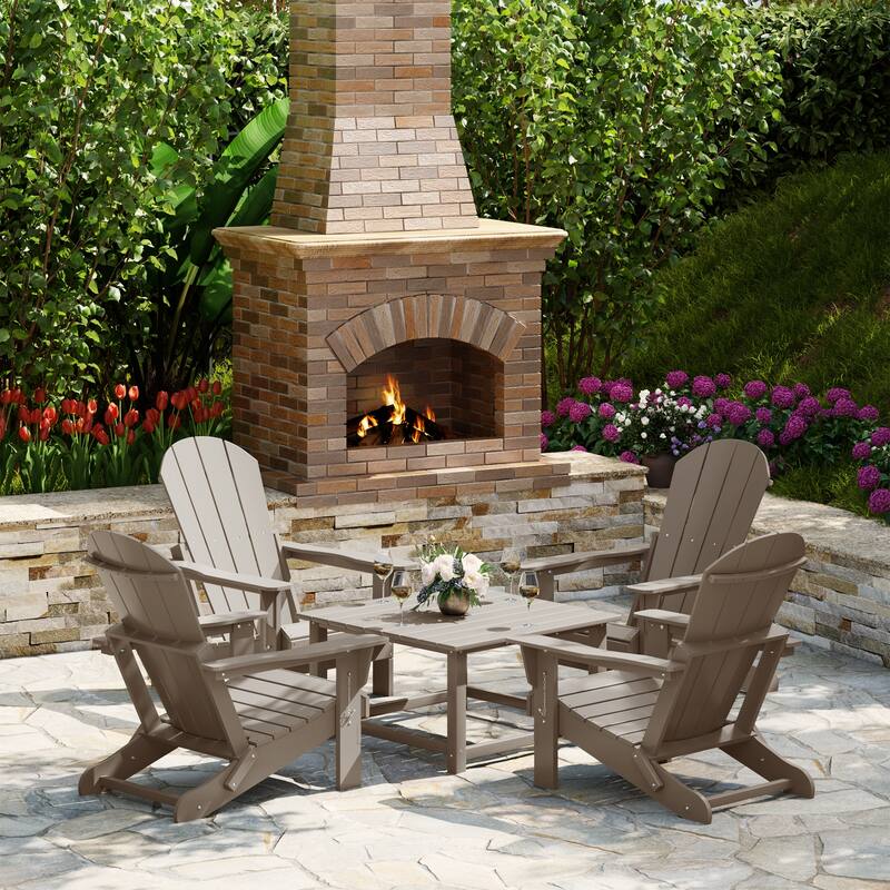 Laguna Outdoor 5-Piece Adirondack Chair With Square Coffee Table Conversation Set