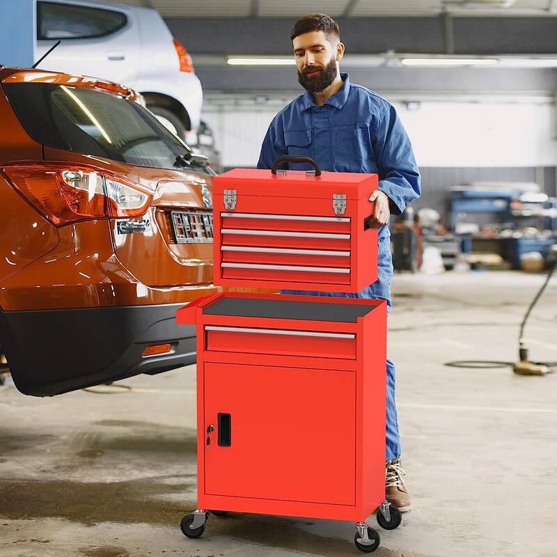 5-Drawer Rolling Tool Chest Storage Cabinet with Lock Tool Box