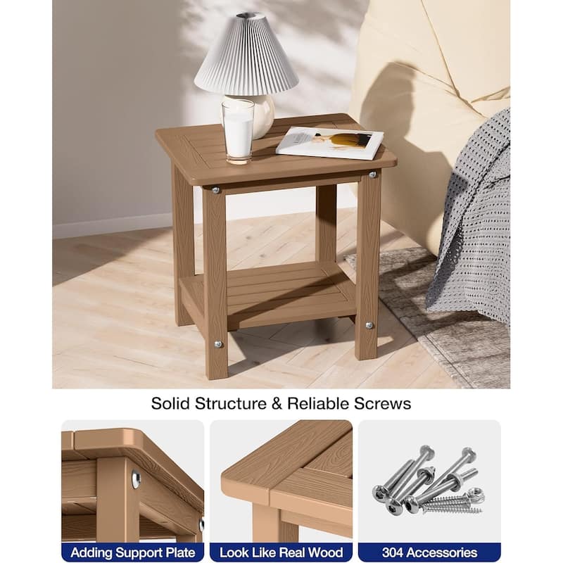 WINSOON HIPS All Weather 2 Layer Outside Table Adirondack Square Side Table