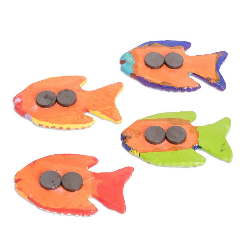 Novica Handmade Marine Festival Ceramic Magnets (Set Of 4)