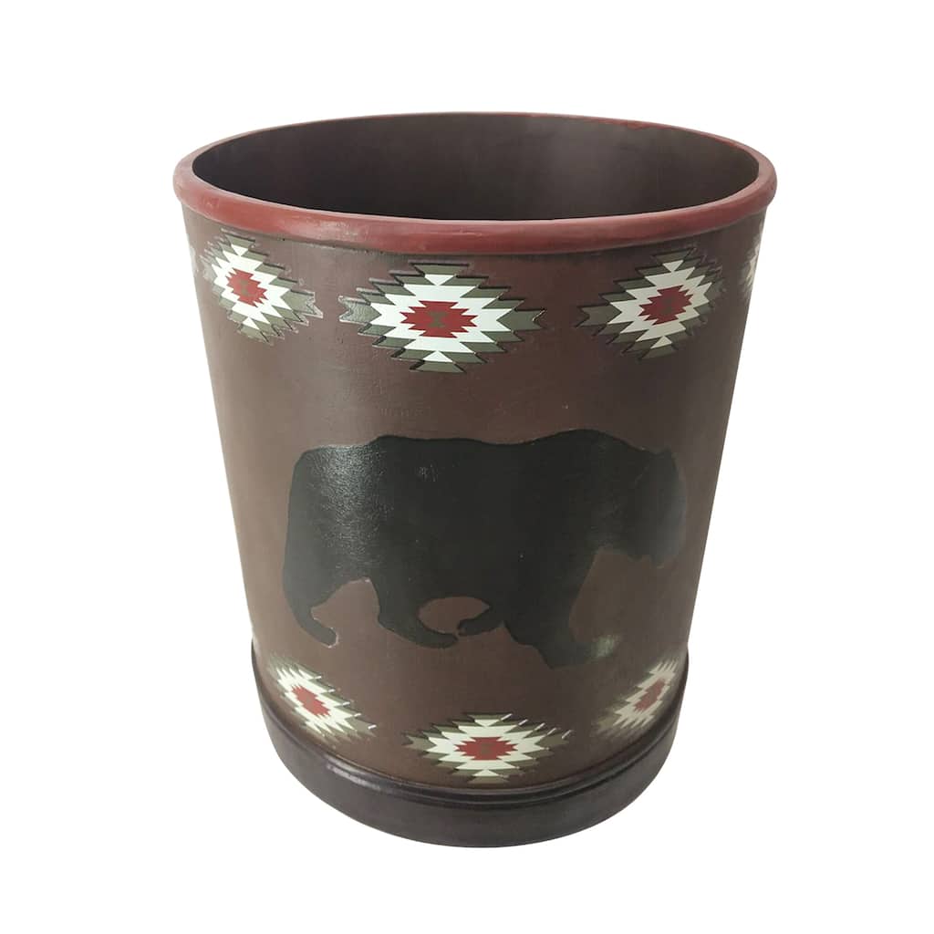 Paseo Road by HiEnd Accents Aztec Bear Wastebasket, 1PC - Brown/Multi