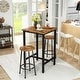 preview thumbnail 2 of 6, 3 Piece Dining Table Set, Modern Square Bar Table and 2 Round Stools, Kitchen Counter Height Table Set