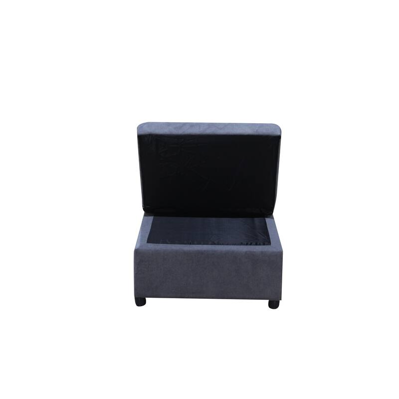 Dark Gray Single Folding Ottoman Sofa Bed with Adjustable Back