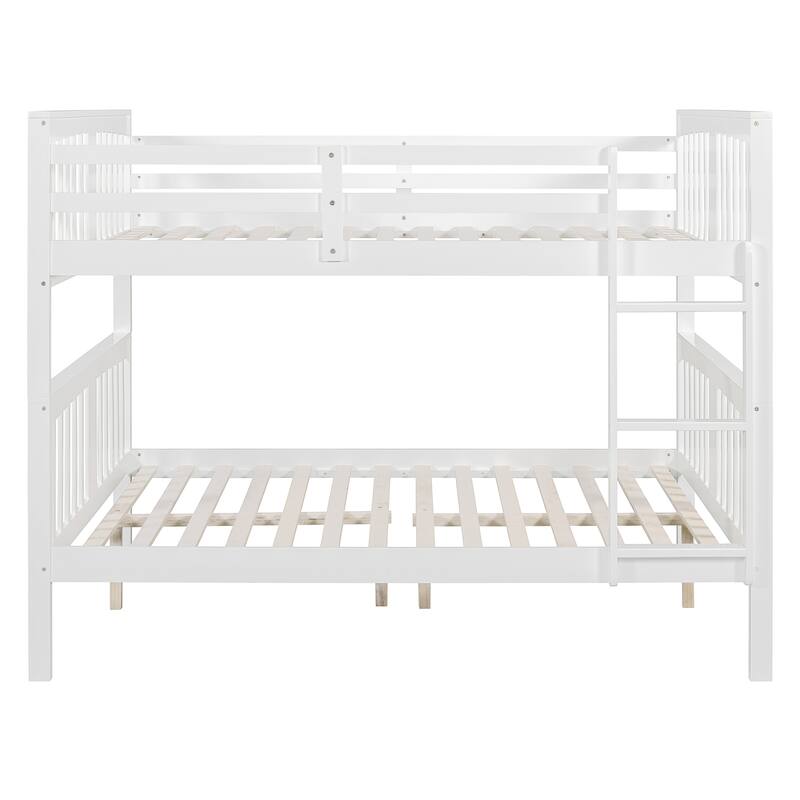 Full Over Full Bunk Bed with Ladder for Bedroom, Guest Room Furniture, Solid Wood Construction