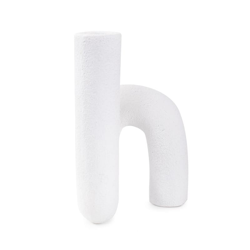 White Abstract Curved Tube Vase Tall