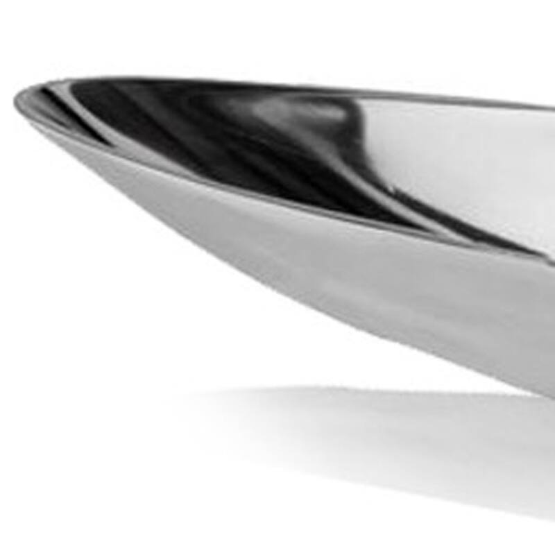 HomeRoots 20" Contempo Shiny Silver Short Boat Tray