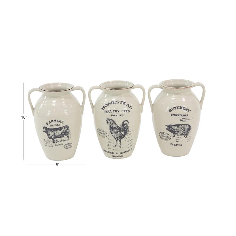 Porcelain Ceramic Vase - Set of 3 White - Roche River Decor