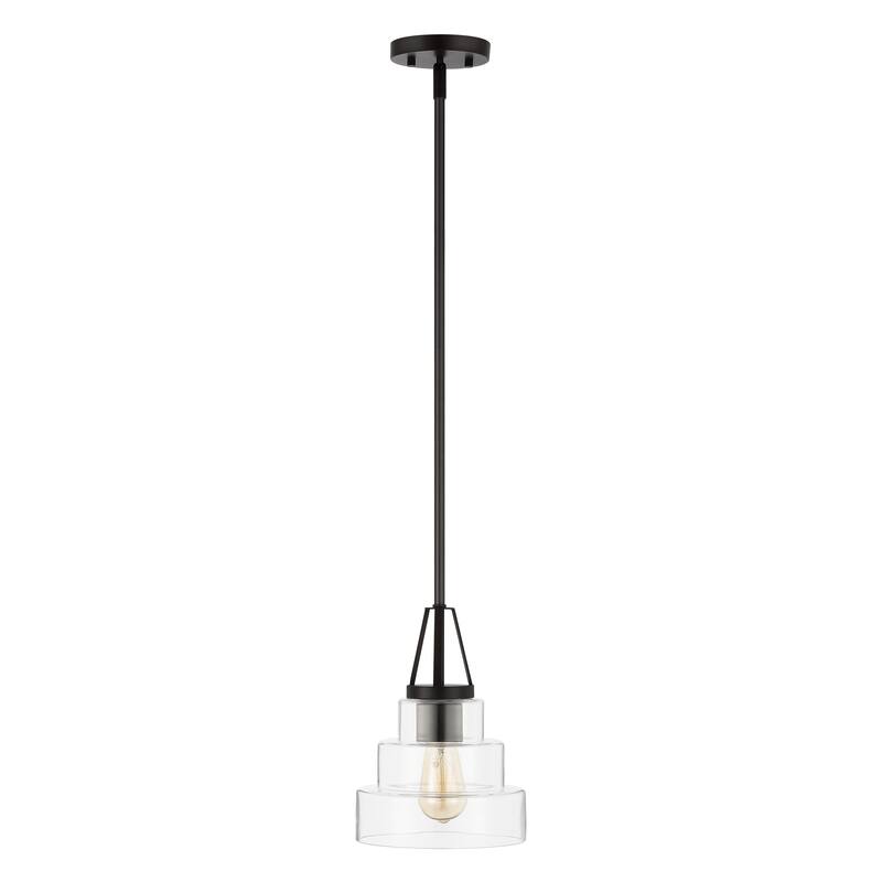 SAFAVIEH Lighting Catrien 8" Modern & Contemporary Pendant - 8" W x 8" D x 50" H - Clear/Black - 8Wx8Dx50H