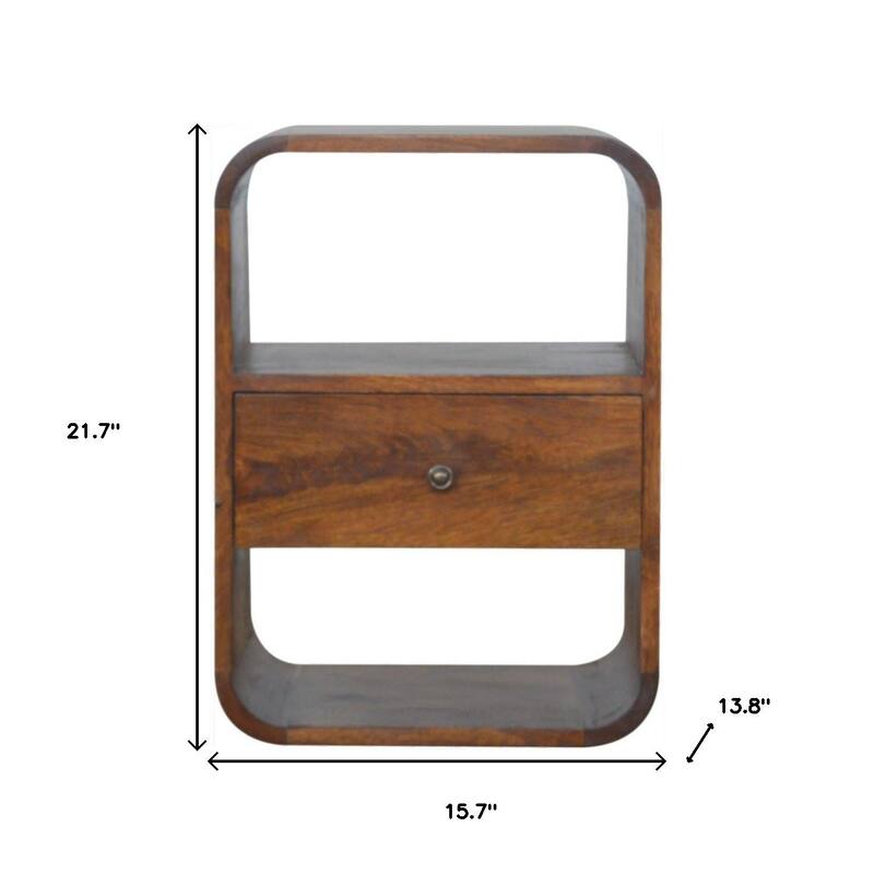 HomeRoots 22" Brown Solid Wood One Drawer Nightstand