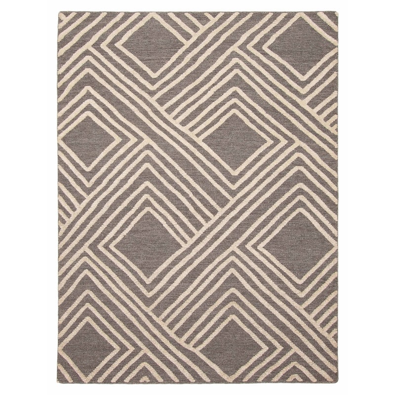 ECARPETGALLERY Hand-knotted Tangier Dark Grey Wool Rug - 5'5 x 7'5 - Dark Grey - 5'5 x 7'5