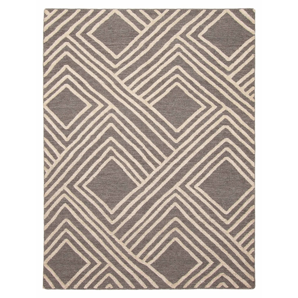 ECARPETGALLERY Hand-knotted Tangier Dark Grey Wool Rug - 5'5 x 7'5