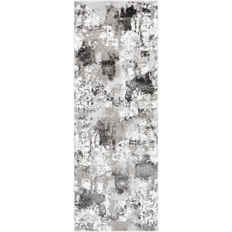 Livabliss Venice Mid-Century Abstract Area Rug - 2' 7" x 7' 3" - Charcoal