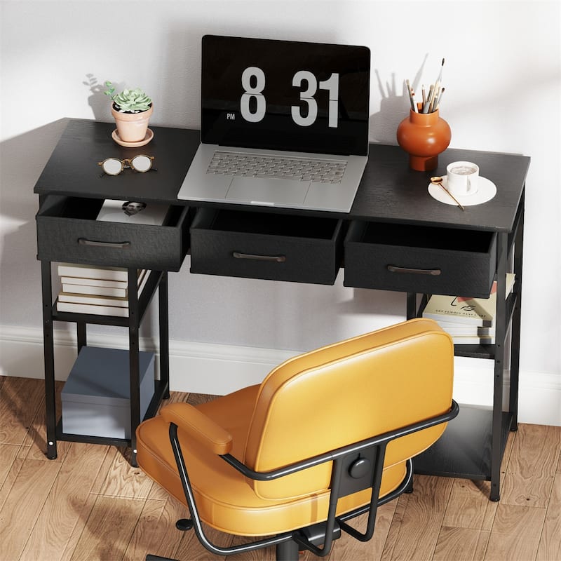 Steel Computer Desk with Drawers and Adjustable Shelves