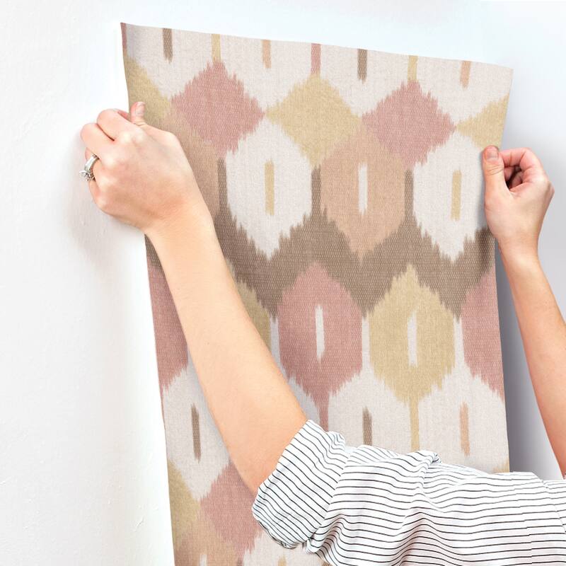 A-Street Prints Abilene Apricot Ikat Wallpaper
