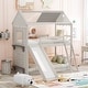 preview thumbnail 9 of 16, Twin Over Twin Bunk Bed with Roof, Window, Slide & Ladder - Adventure Awaits