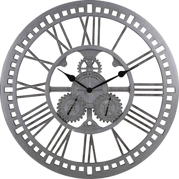 Shop Firstime Co Zinc Gears Outdoor Clock American Crafted Brushed Silver Plastic 24 X 1 5 X 24 In 24 X 1 5 X 24 In Overstock 31826665