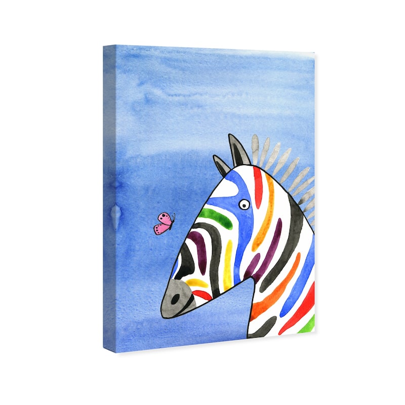 Wynwood Studio Canvas Animals Zebra and Butterfly Blue and Farmhouse Wall Art Canvas Print