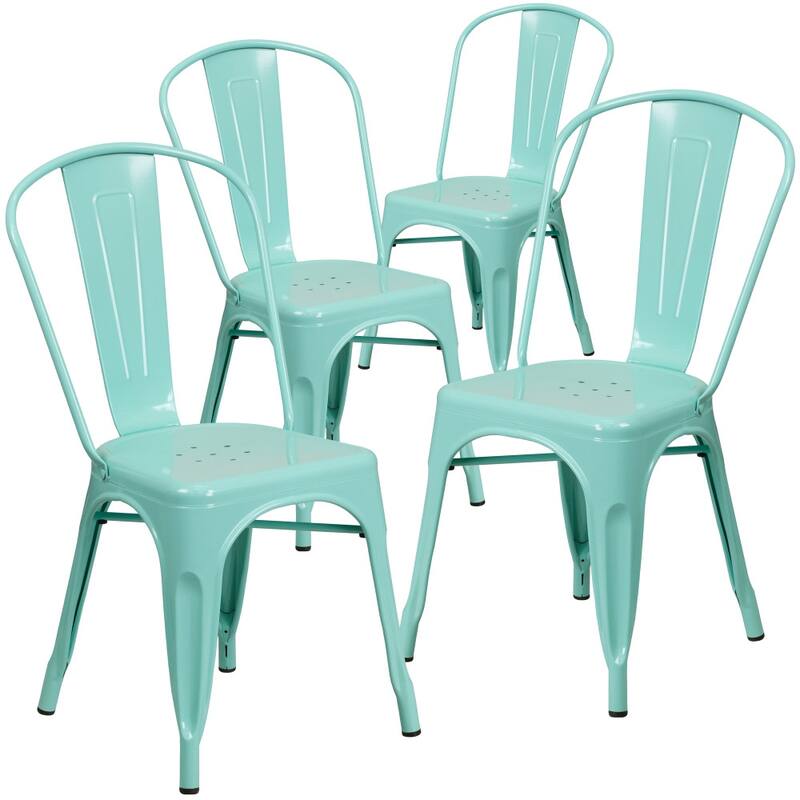 Metal Indoor/ Outdoor Stackable Bistro Chair (Set of 4)