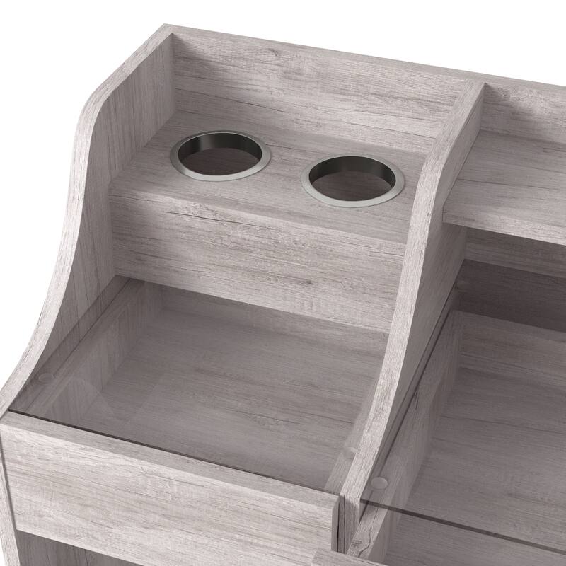 DH BASIC Transitional Coastal White and Glass Top Vanity with Grommets by Denhour