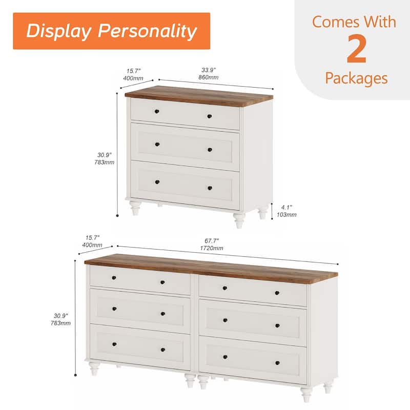 Dresser for Bedroom with 3 Drawer, Accent Kids Dresser Storage Cabinet