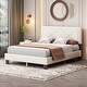preview thumbnail 7 of 10, Simple Queen Bed Frame with Velvet Upholstered Headboard and Rivet Details Beige - Queen