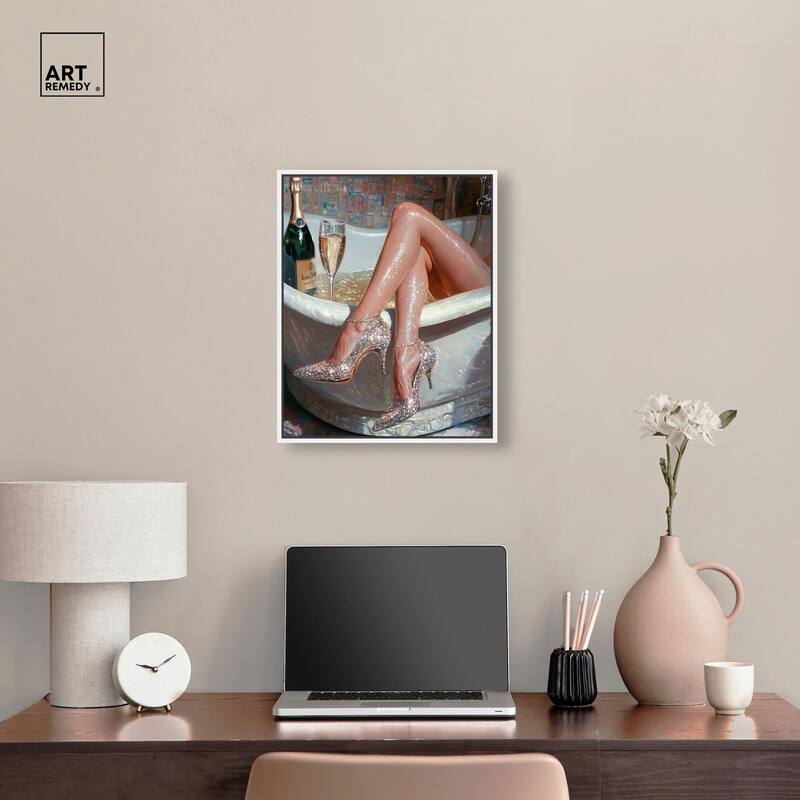 Champagne Bath Party Canvas by Art Remedy