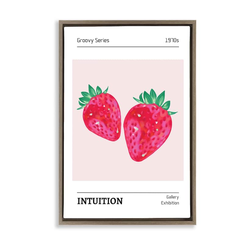 Stupell Intuition Phrase Strawberries Framed Floater Canvas Wall Art Design By LSR Design Studio - 21 x 31 - Brown