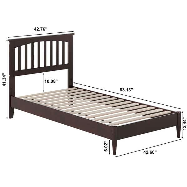 dimension image slide 14 of 19, Becket Solid Wood Low Profile Platform Bed