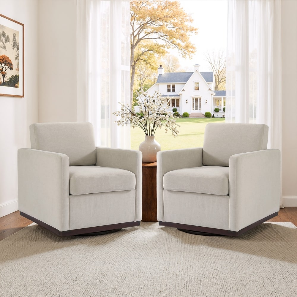 Set of 2 Modern Swivel Accent Armchairs Upholstered Arm Chairs