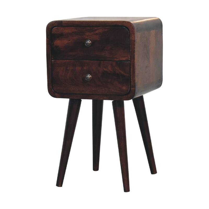 HomeRoots 22" Walnut Solid Wood Square Two Drawer Nightstand