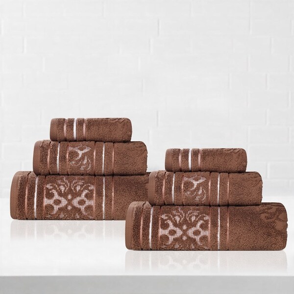 Superior Sadie Zero Twist Cotton 6 Piece Jacquard Towel Set - Bed
