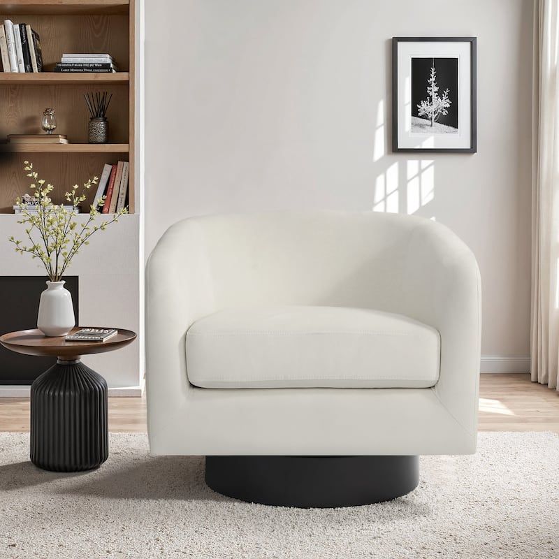 UIXE 360° Swivel Barrel Accent Chair Velvet Armchair For Living Room