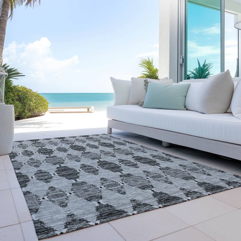 Machine Washable Indoor/ Outdoor Chantille Modern Boho Damask Rug