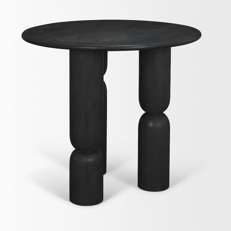Sonel Pedestal Medium Dark Brown / Matte Black Acacia Wood Foyer Table -  35.0L x 4.5W x 35.0H
