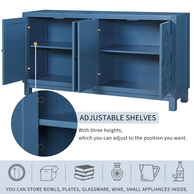 Nestfair 4 Door Buffet Cabinet Sideboard with Pull Ring Handles