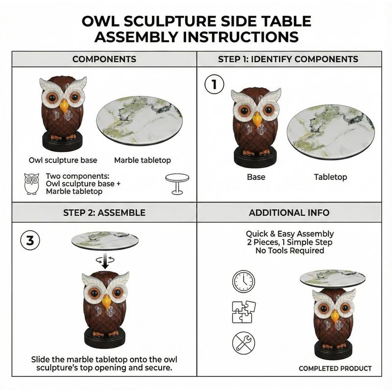 Owl Accent Table Animal Statue End Tables Livingroom